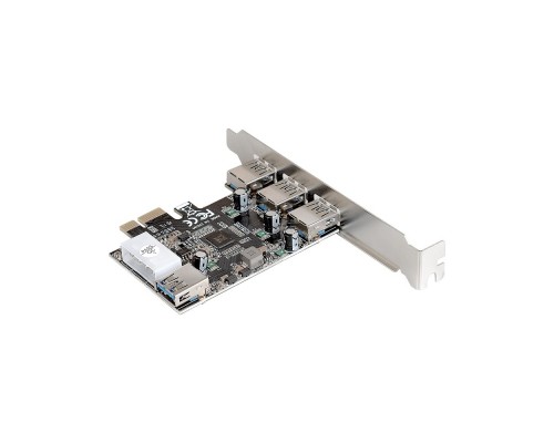 Контроллер ExeGate EXE-367 (PCI-E x1 v2.0, 3*USB3.0 ext. + 1*USB3.0 int., разъем доп.питания, VIA Labs Chipset VL805)