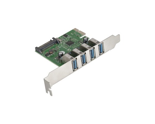 Контроллер ExeGate EXE-314 (PCI-E x1 v2.0, 4*USB3.0 ext., разъем доп.питания, VIA Labs Chipset VL805)