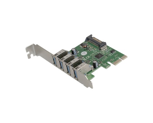 Контроллер ExeGate EXE-314 (PCI-E x1 v2.0, 4*USB3.0 ext., разъем доп.питания, VIA Labs Chipset VL805)