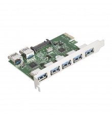 Контроллер ExeGate EXE-317 (PCI-E x1 v2.0, 5*USB3.0 ext. + 2*USB3.0 int., разъем доп.питания, VIA Labs Chipset VL805)                                                                                                                                     