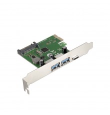 Контроллер ExeGate EXE-323 (PCI-E x1 v2.0, 2*USB3.0 ext. + 1*Type-C, разъем доп.питания, VIA Labs Chipset VL805)                                                                                                                                          