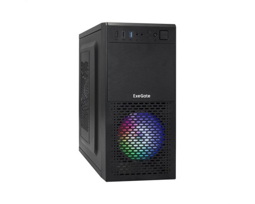 Корпус Minitower ExeGate mEVO-7807-NPX450 (mATX, БП 450NPX 12см, 1*USB+1*USB3.0, черный 1x12см с RGB подсветкой)