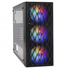 Корпус Miditower ExeGate EVO-8243 (ATX, без БП, 2*USB+1*USB3.0, черный, 3 вент. с RGB подсветкой, боковая панель - закаленное стекло)                                                                                                                     