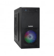 Корпус Minitower ExeGate mEVO-7807 (mATX, без БП, 1*USB+1*USB3.0, черный 1x12см с RGB подсветкой)                                                                                                                                                         