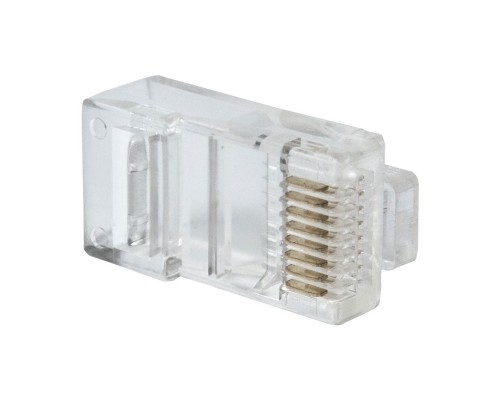 Коннектор ExeGate PL45-C5-8P8C-SH-100 RJ-45 Кат.5e (8P8C) под одножильный кабель, экранированный, золотое напыление (100шт)