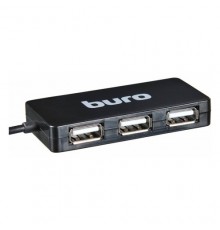 Разветвитель Buro BU-HUB4-U2.0-Slim  USB 2.0 4порт. черный (389734)                                                                                                                                                                                       
