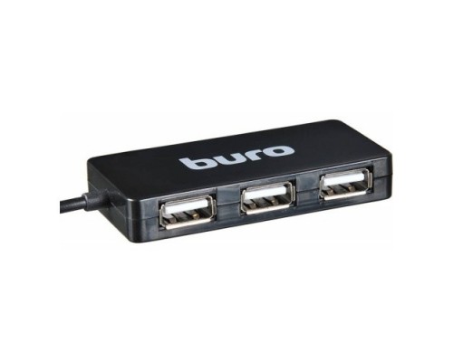 Разветвитель Buro BU-HUB4-U2.0-Slim  USB 2.0 4порт. черный (389734)