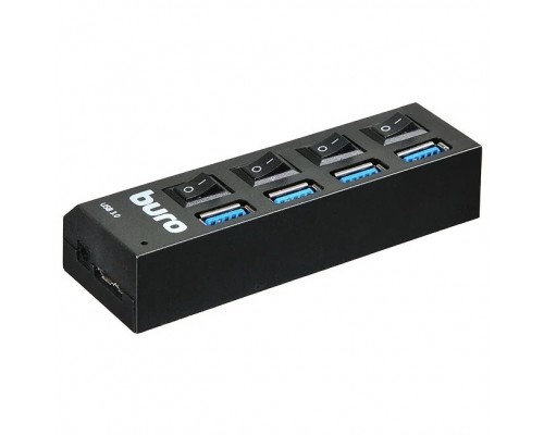 Разветвитель Buro BU-HUB4-U3.0-L  USB 3.0 4порт. черный (389737)