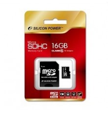Флеш карта Micro SecureDigital 16Gb Silicon Power SP016GBSTH010V10SP MicroSDHC Class 10, SD adapter                                                                                                                                                       
