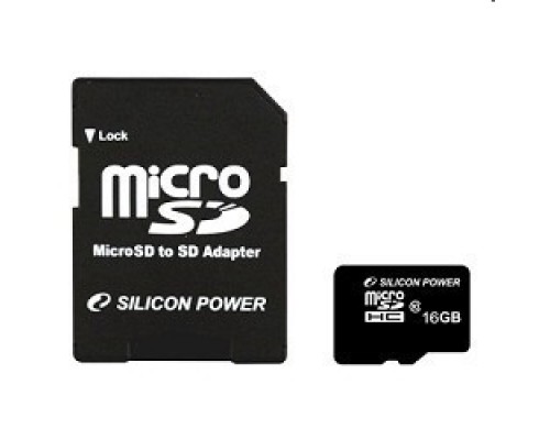 Флеш карта Micro SecureDigital 16Gb Silicon Power SP016GBSTH010V10SP MicroSDHC Class 10, SD adapter