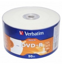 Диск DVD-R Verbatim 4.7Gb 16x bulk (50шт) Printable (43793)                                                                                                                                                                                               