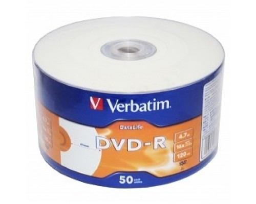 Диск DVD-R Verbatim 4.7Gb 16x bulk (50шт) Printable (43793)