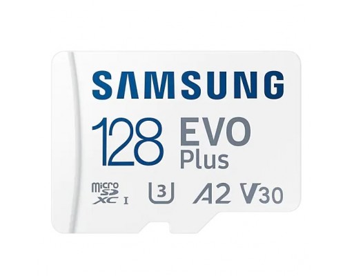 Карта памяти microSDXC UHS-I U3 Samsung EVO PLUS 128 ГБ, 130 МБ/с, Class 10, MB-MC128KA, 1 шт., переходник SD
