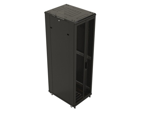 Шкаф коммутационный Hyperline (TTB-4268-DD-RAL9004) напольный 42U 600x800мм пер.дв.перфор. задн.дв.перфор. 2 бок.пан. 800кг черный 710мм 2055мм IP20 сталь