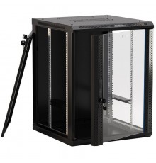 Шкаф коммутационный Hyperline (TWB-FC-1866-GP-RAL9004) настенный 18U 600x600мм пер.дв.стекл 60кг черный 920мм IP20 сталь                                                                                                                                  