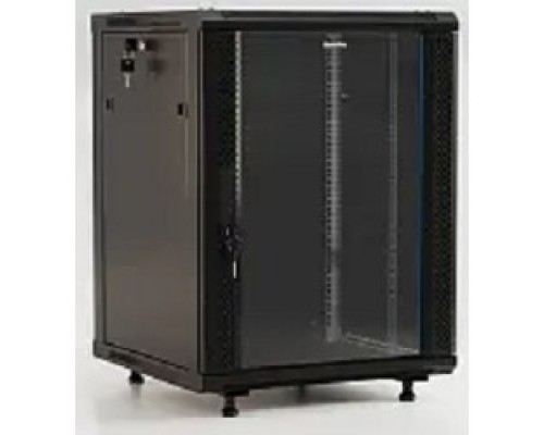 Шкаф коммутационный Hyperline (TWB-FC-1866-GP-RAL9004) настенный 18U 600x600мм пер.дв.стекл 60кг черный 920мм IP20 сталь