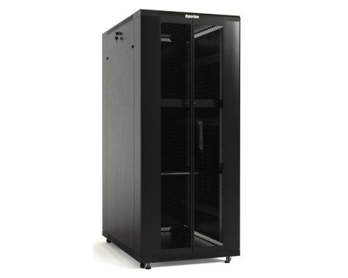 Шкаф серверный Hyperline (TTB-4281-DD-RAL9004) напольный 42U 800x1000мм пер.дв.перфор.2ств. задн.дв.перфор.2-хст. 2 бок.пан. 800кг черный 910мм IP20 сталь