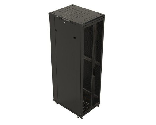 Шкаф серверный Hyperline (TTB-4281-DD-RAL9004) напольный 42U 800x1000мм пер.дв.перфор.2ств. задн.дв.перфор.2-хст. 2 бок.пан. 800кг черный 910мм IP20 сталь