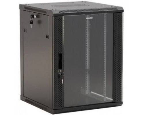 Шкаф коммутационный Hyperline (TWB-1266-GP-RAL9004) настенный 12U 600x600мм пер.дв.стекл 2 бок.пан. 60кг черный 650мм IP20 сталь