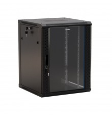 Шкаф коммутационный Hyperline (TWB-1245-GP-RAL9004) настенный 12U 600x450мм пер.дв.стекл 2 бок.пан. 60кг черный 650мм IP20 сталь                                                                                                                          