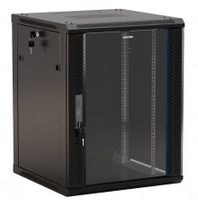 Шкаф коммутационный Hyperline (TWB-0945-GP-RAL9004) настенный 9U 600x450мм пер.дв.стекл 2 бок.пан. 60кг черный 500мм IP20 сталь                                                                                                                           