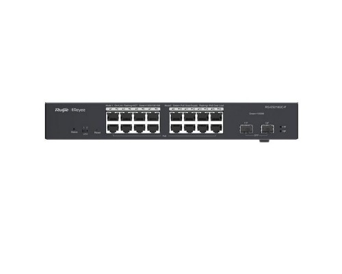 Коммутатор Ruiji RG-ES218GC-P 16 портов Gigabit Ethernet, с облачным управлением 16 портов PoE/PoE+, 2 SFP, 240W PoE, 19 дюймов