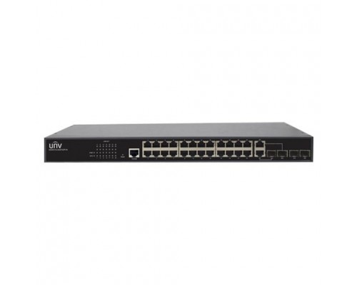 Коммутатор Uniview 24*1000Mbps ports (RJ45)+2*1000Mbps Fiber(SFP) ports+2G Combo portsStandards IEEE802.3, IEEE802.3u, IEEE802.3z,IEEE802.3ab, IEEE802.3xSwitching capacity 56GbpsForwarding performance