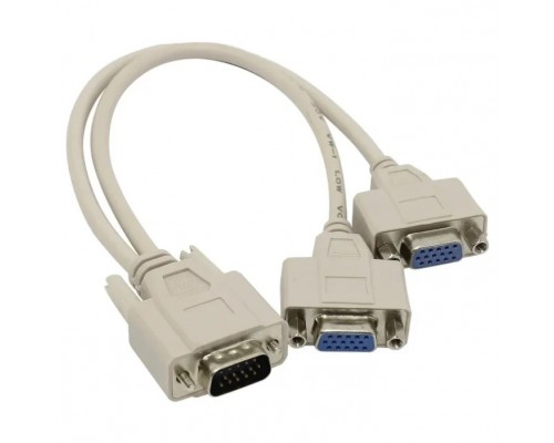 Кабель-разветвитель VGA 1=>2 (1x15M/2 x15F), VGA Spliter Cable 0.3m 06937510841219