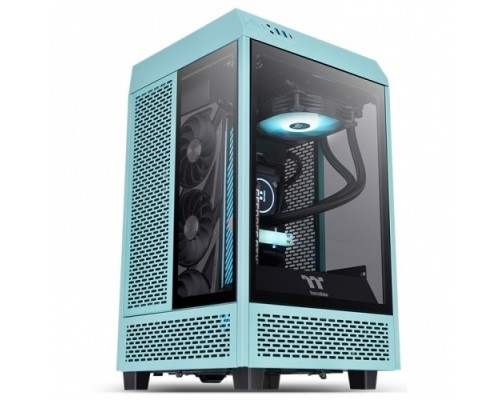 Корпус Thermaltake The Tower 100 Turquoise черный без БП miniITX 1x120mm 3x140mm 2xUSB3.0 audio bott PSU