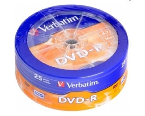 Диск DVD-R Verbatim 4.7 Gb, 16x, Shrink (25), (25/300)