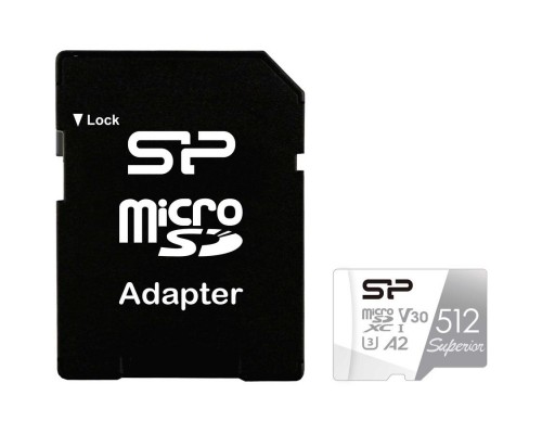 Флеш карта microSD 512GB Silicon Power Superior A1 microSDXC Class 10 UHS-I U3 100/80 Mb/s (SD адаптер)