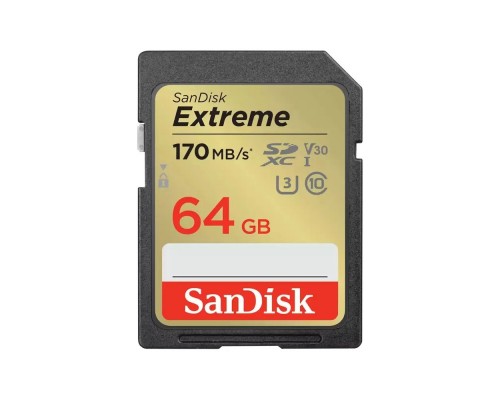 Флеш карта SD 64GB SanDisk SDXC Class 10 V30 UHS-I U3 Extreme 170MB/s