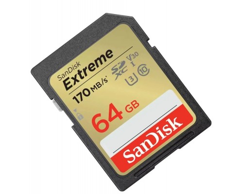 Флеш карта SD 64GB SanDisk SDXC Class 10 V30 UHS-I U3 Extreme 170MB/s