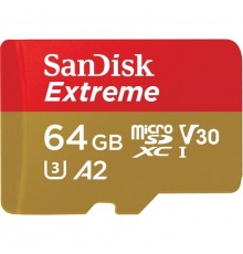 Флеш карта microSD 64GB SanDisk microSDXC Class 10 UHS-I A2 C10 V30 U3 Extreme 170MB/s                                                                                                                                                                    