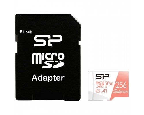 Флеш карта microSD 256GB Silicon Power Superior A1 microSDXC Class 10 UHS-I U3 100/80 Mb/s (SD адаптер)