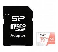 Флеш карта microSD 64GB Silicon Power Superior A1 microSDXC Class 10 UHS-I U3 100/80 Mb/s (SD адаптер)                                                                                                                                                    