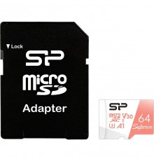Флеш карта microSD 64GB Silicon Power Superior A1 microSDXC Class 10 UHS-I U3 100/80 Mb/s (SD адаптер)                                                                                                                                                    