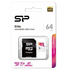 Флеш карта microSDXC 64Gb Class10 Silicon Power SP064GBSTXBV1V20SP Elite + adapter                                                                                                                                                                        