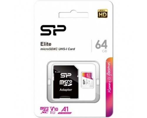 Флеш карта microSDXC 64Gb Class10 Silicon Power SP064GBSTXBV1V20SP Elite + adapter