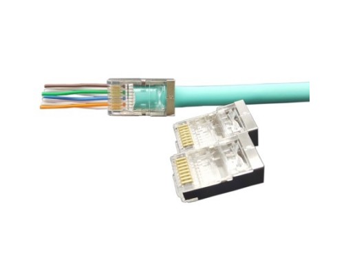 Коннектор Hyperline (PLEZ-8P8C-U-C5-SH-100) FTP кат.5e RJ45 прозрачный (упак.:100шт)