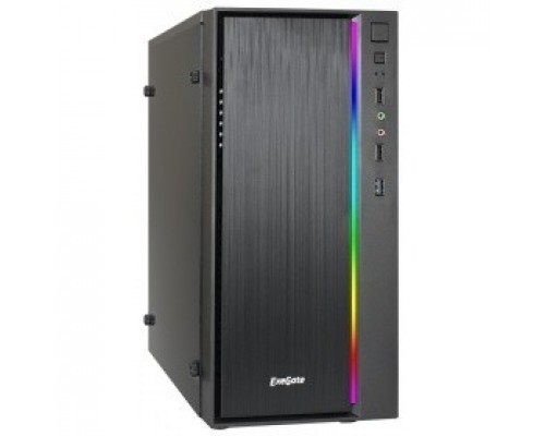 Корпус Minitower ExeGate mEVO-9301 Black-RGB light, ATX, 500NPX, 2*USB+1*USB3.0, HD Audio