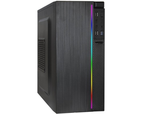 Корпус Minitower ExeGate mEVO-9302-RGB-600W-12 (mATX, БП 600NPX с вент. 12см, 2*USB+1*USB3.0, HD аудио, черный с RGB подсветкой)