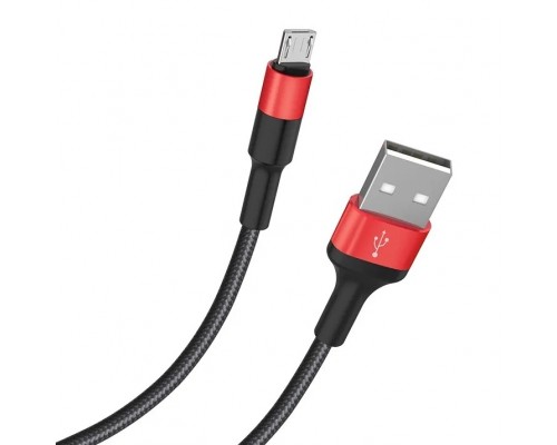 Кабель USB Micro/ HOCO HC-80220 X26/ 1m/ 2A/ Нейлон/ Black&Red