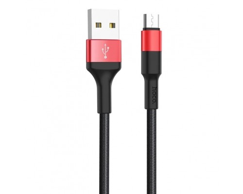 Кабель USB Micro/ HOCO HC-80220 X26/ 1m/ 2A/ Нейлон/ Black&Red