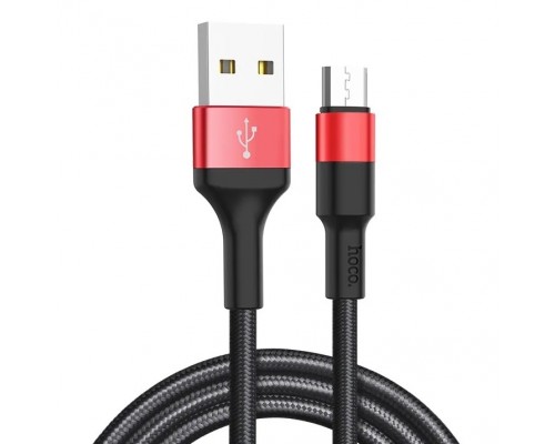 Кабель USB Micro/ HOCO HC-80220 X26/ 1m/ 2A/ Нейлон/ Black&Red