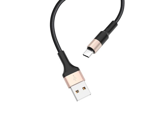 Кабель USB Type-C/ HOCO HC-80244 X26/ 1m/ 2A/ Нейлон/ Black&Gold