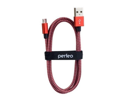 Кабель PERFEO USB2.0 A вилка - Micro USB вилка, красно-белый, длина 3 м. (U4804)