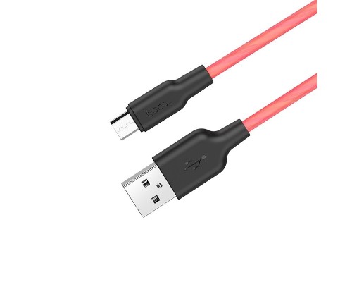 Кабель USB Micro/ HOCO HC-71396 X21/ 1m/ 2A/ Силикон/ Black&Red