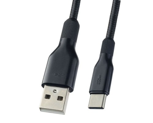 Кабель PERFEO USB2.0 A вилка - USB Type-C вилка, силикон, черный, длина 1 м. (U4907)