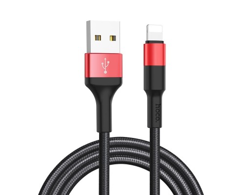 Кабель USB Lightning/ HOCO HC-80190 X26/ 1m/ 2A/ Нейлон/ Black&Red